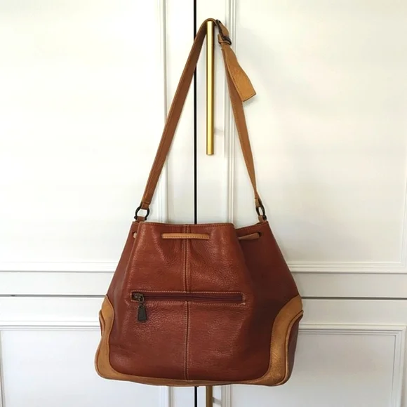Vintage 90's Y2K JC Brown Tan Leather Bucket Bag Purse - Picture 12 of 14